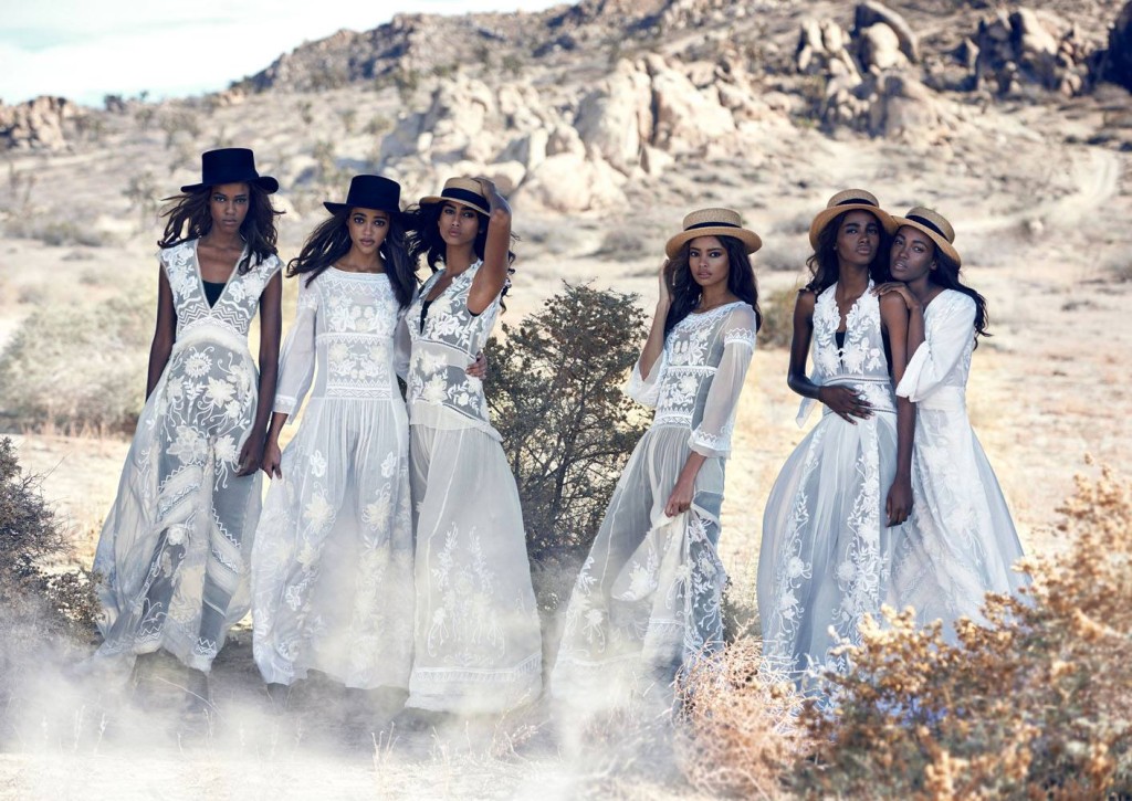 Leila-Nda-Aya-Jones-Imaan-Hammam-Malaika-Firth-Tami-Williams-Kai-Newman-by-Peter-Lindbergh-for-Vogue-US-March-2015-white-dresses